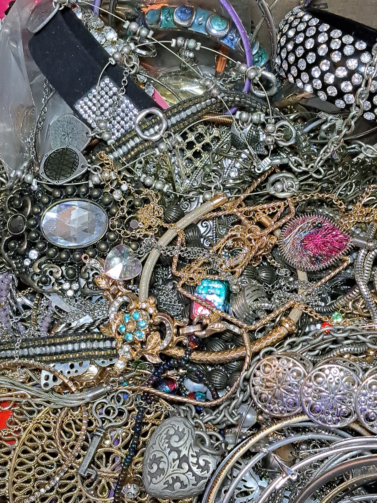 8 Pounds 4 Oz Old Jewelry Lot VTG To Now Junk, Wearable, Craft-Tangles Huge