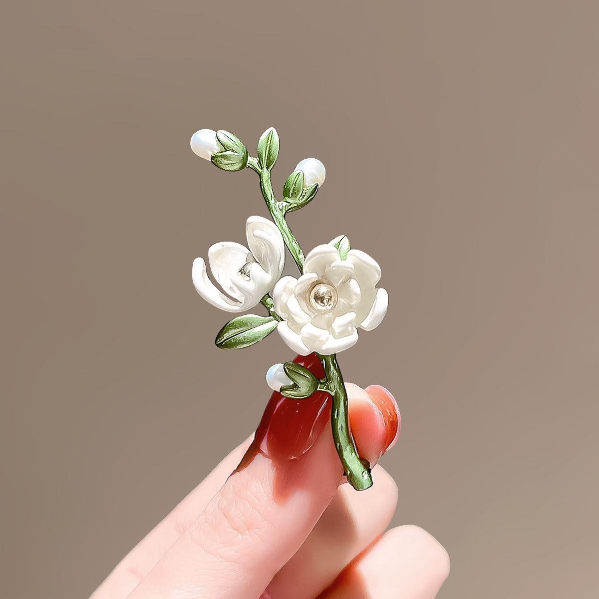 Vintage Magnolia Brooch Korean Ins Style Elegant Pin Jewelry Accessories Gift