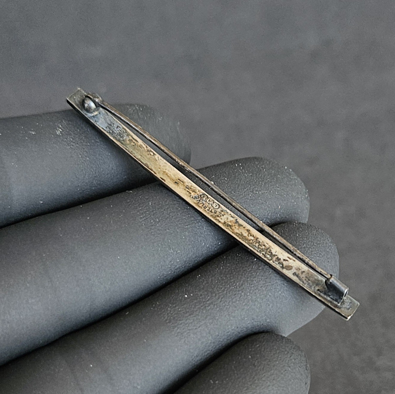 Antique Sterling Silver Engraved Bar Brooch Link & Angell L&A Pre 1915