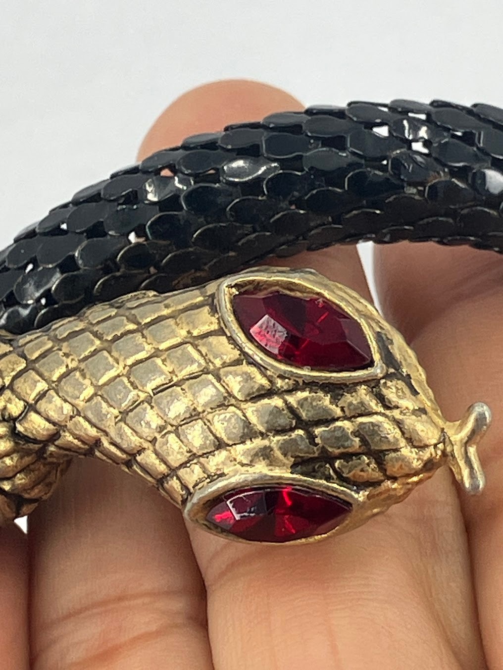 Vintage Snake Bracelet Black Mesh Bypass Wrap DL Auld