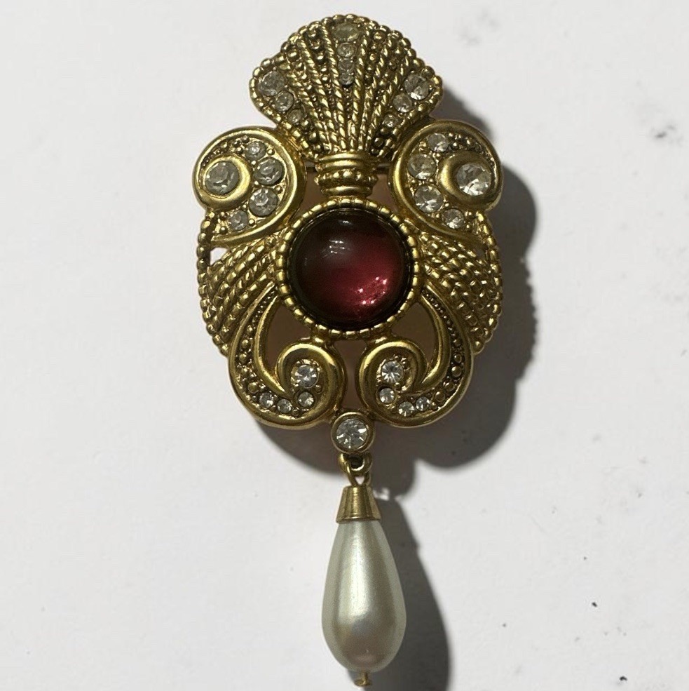 Vintage Jeff Lieb Signed Statement Brooch Pin Victorian Revival