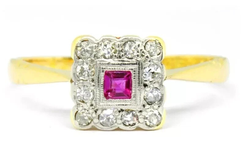 2Ct Art Deco Vintage Lab Created Ruby Wedding Anniversary 14K Gold FN Women Ring