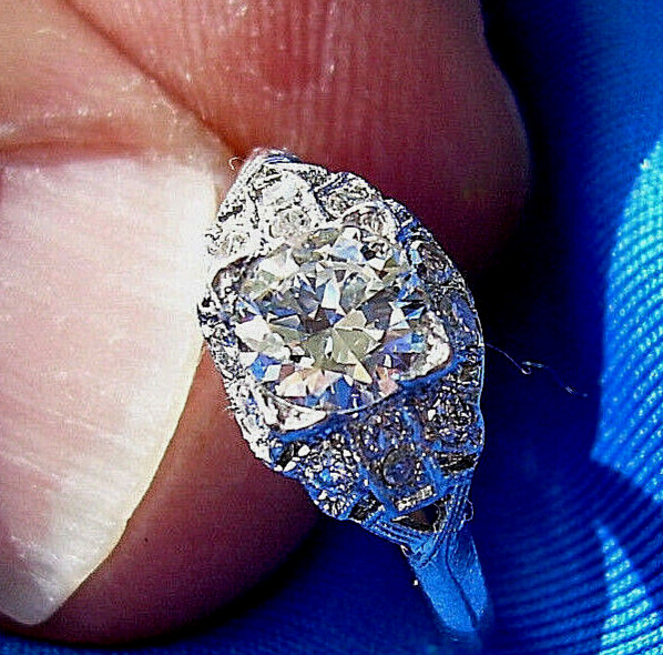 Original EARTH MINED DIAMOND Deco Engagement Ring Vintage PLATINUM Solitaire 6