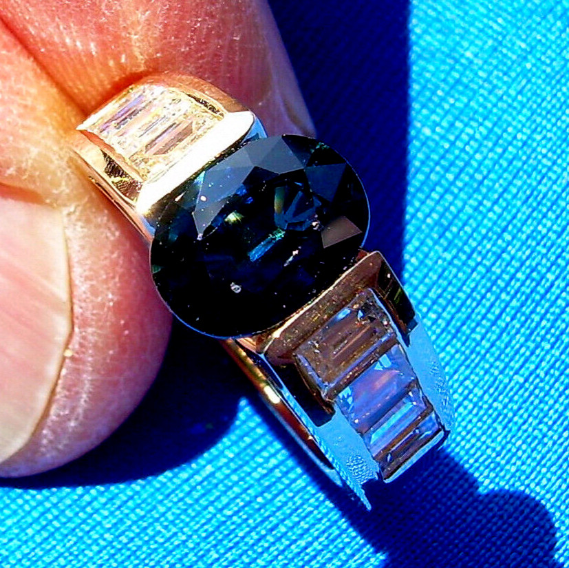Original EARTH MINED SAPPHIRE DIAMOND Engagement Ring Deco Style SOLID 18K GOLD
