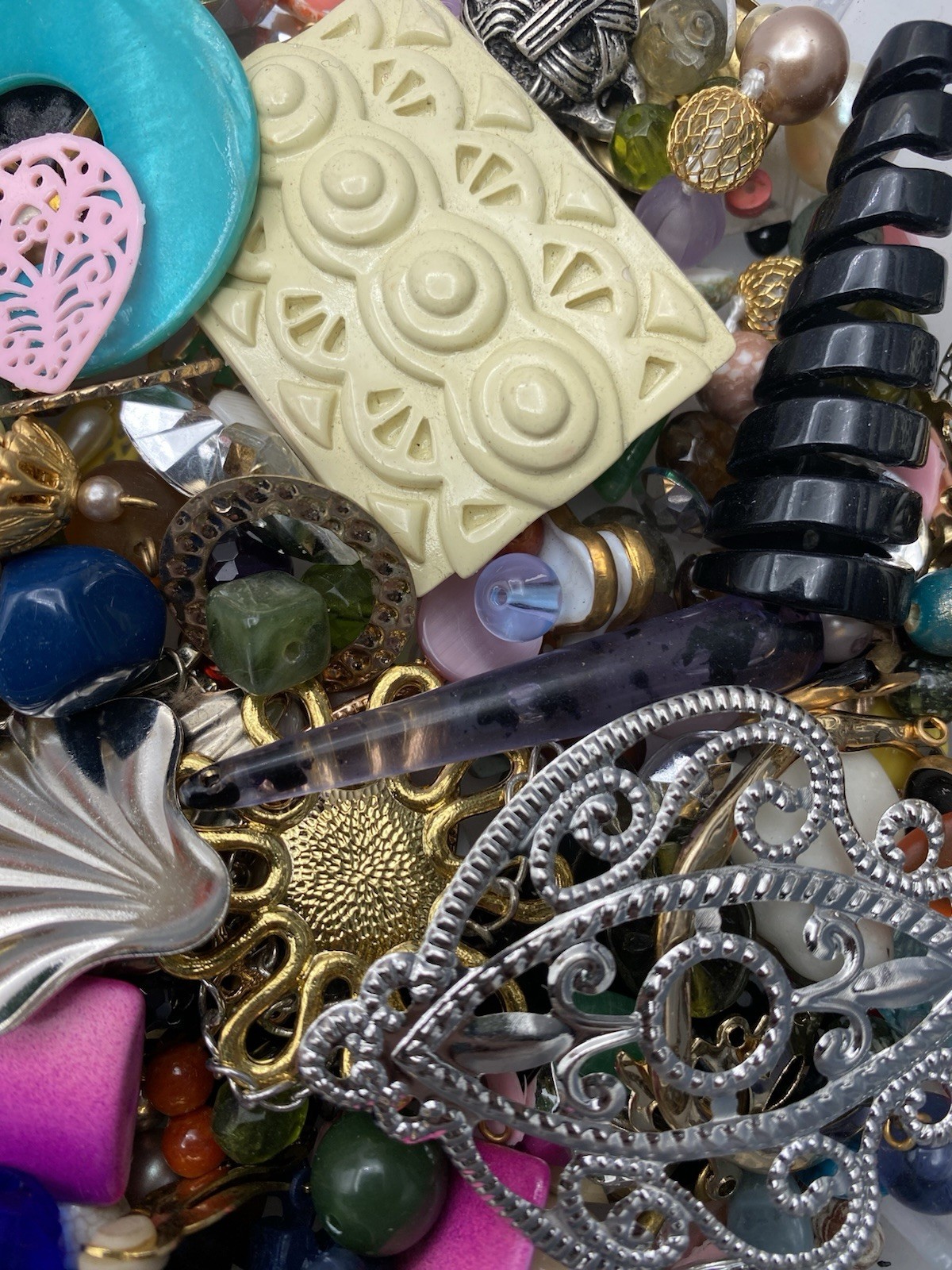 1 Lb Pound Beads, Parts, Findings Vintage Jewelry Supply Craft Lot