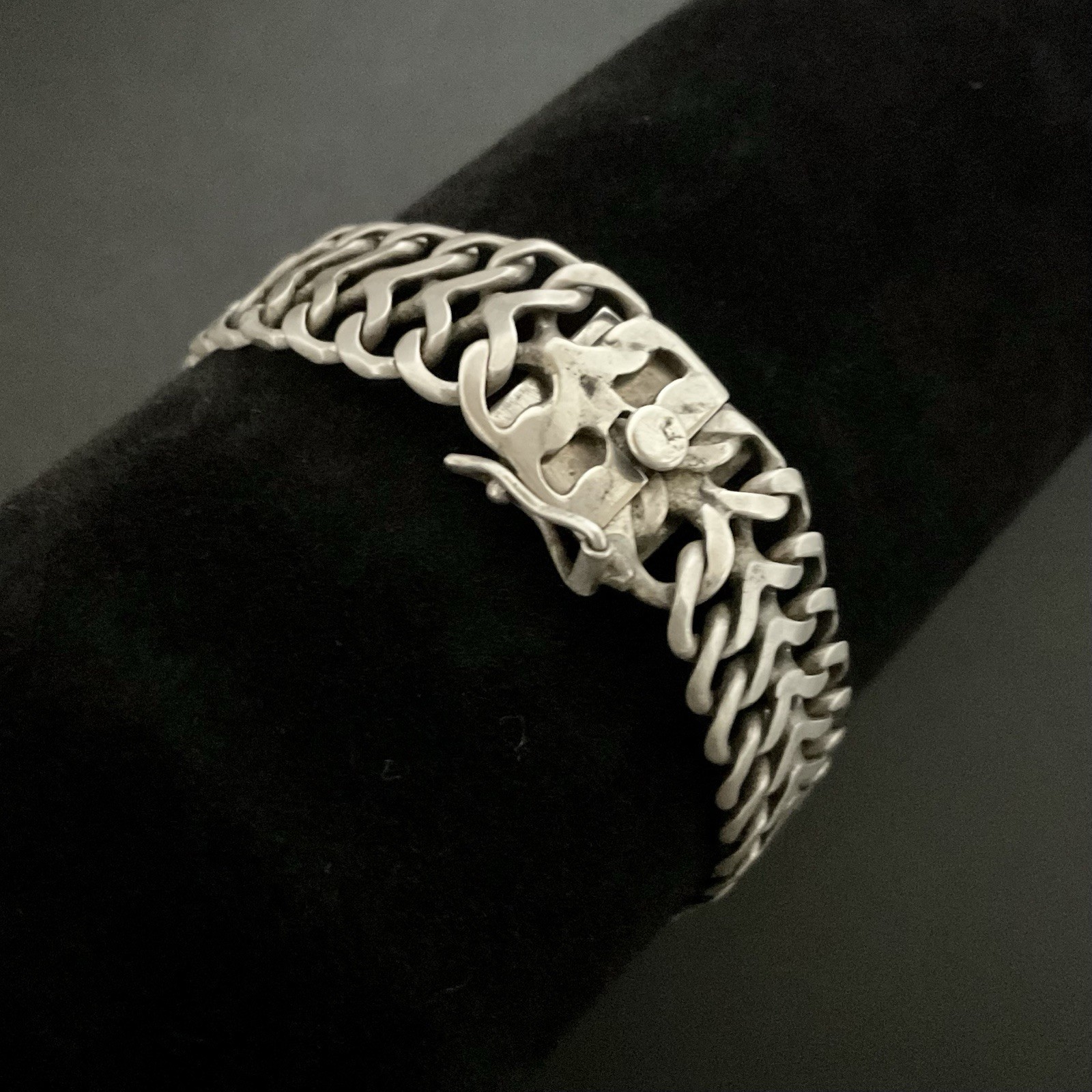 Vintage Mexico Sterling Silver Double Curb Link Bracelet 7.25”