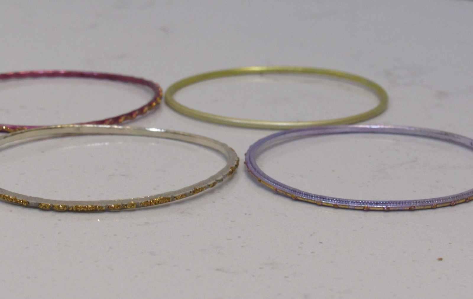 Lot of 6 Bangle Bracelets Gold Tone Stackable Boho Retro Multi Color Bollywood