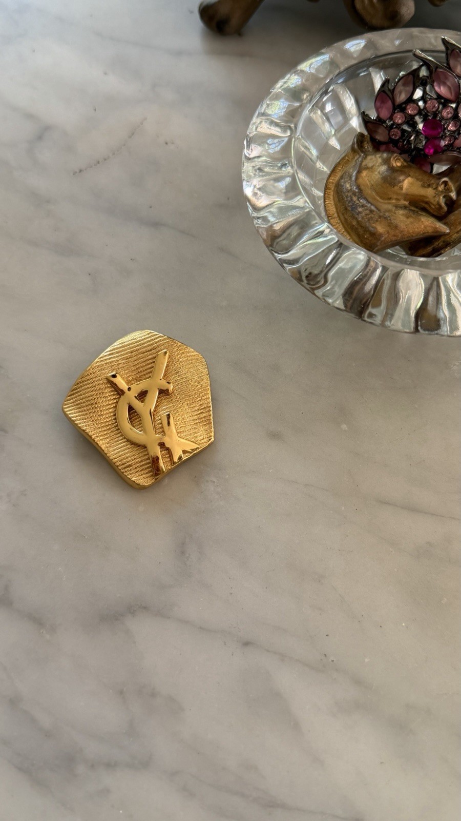 Yves Saint Laurent Gold Brooch Pin Vintage