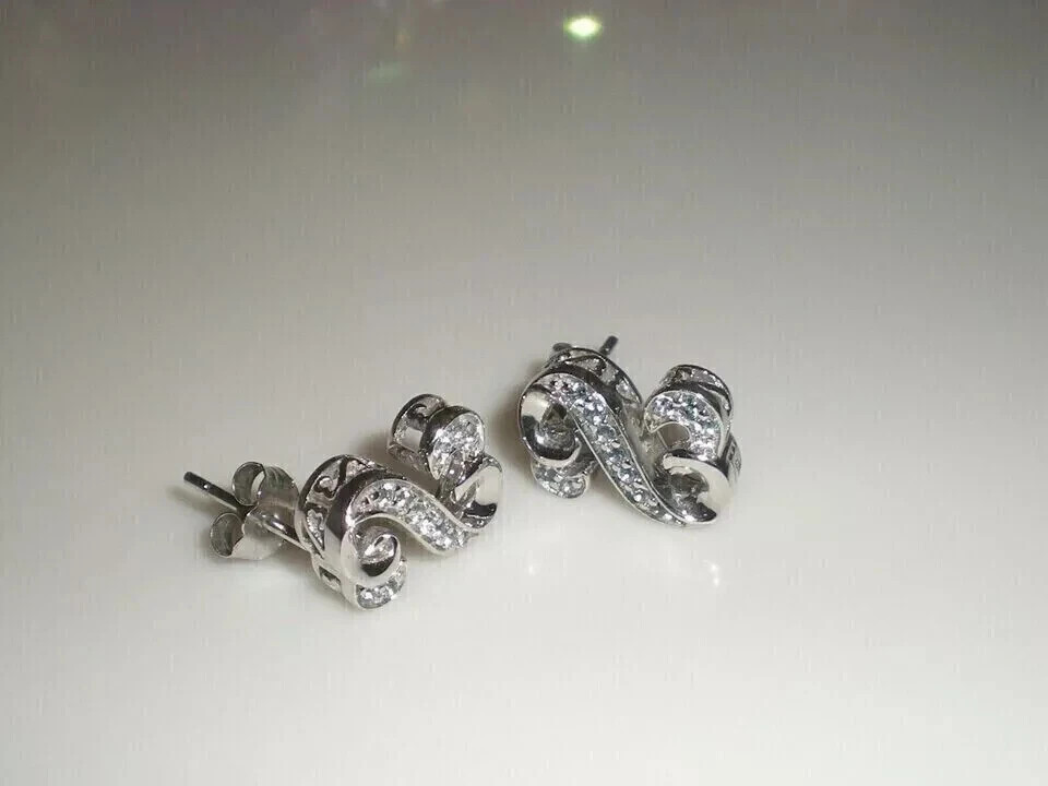 Art Deco Style Lab Created Diamond Any Occasion Wear Earrings 14K White Gold FN