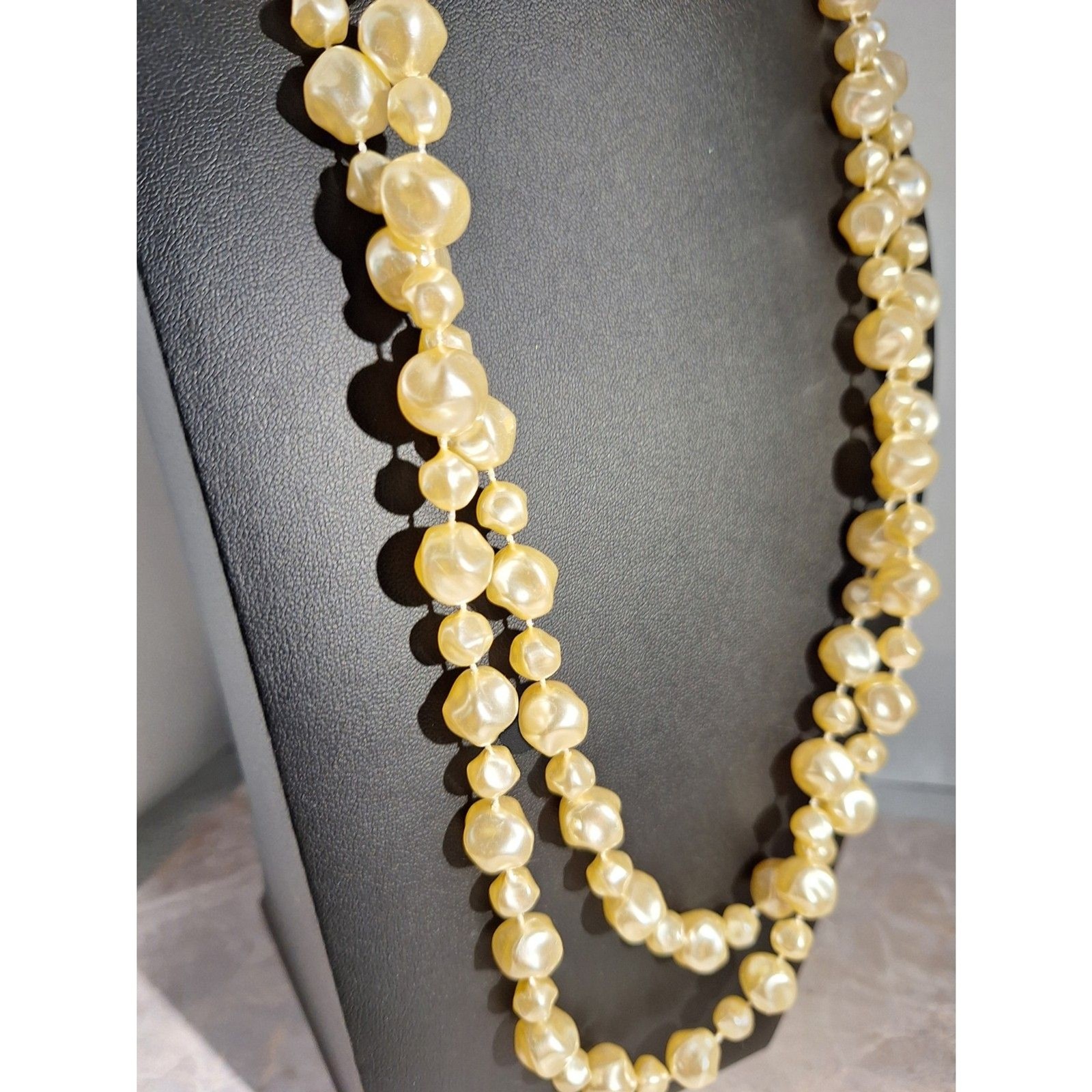 A Vintage Extra Long Faux Pearl Necklace Grandmacore Lustrous Eveningwear