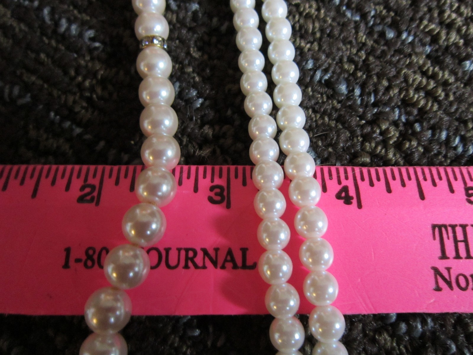 Faux Pearl Rhinestone Choker Necklace & Bracelet Gold tone Trim Elegant VTG
