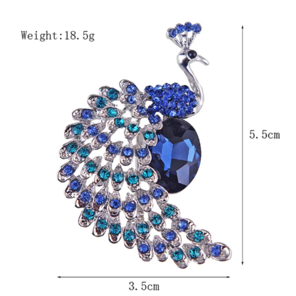 Vintage Style Peacock Bird Rhinestone Crystal Cyan Bird Brooch Pin Pendant Gift