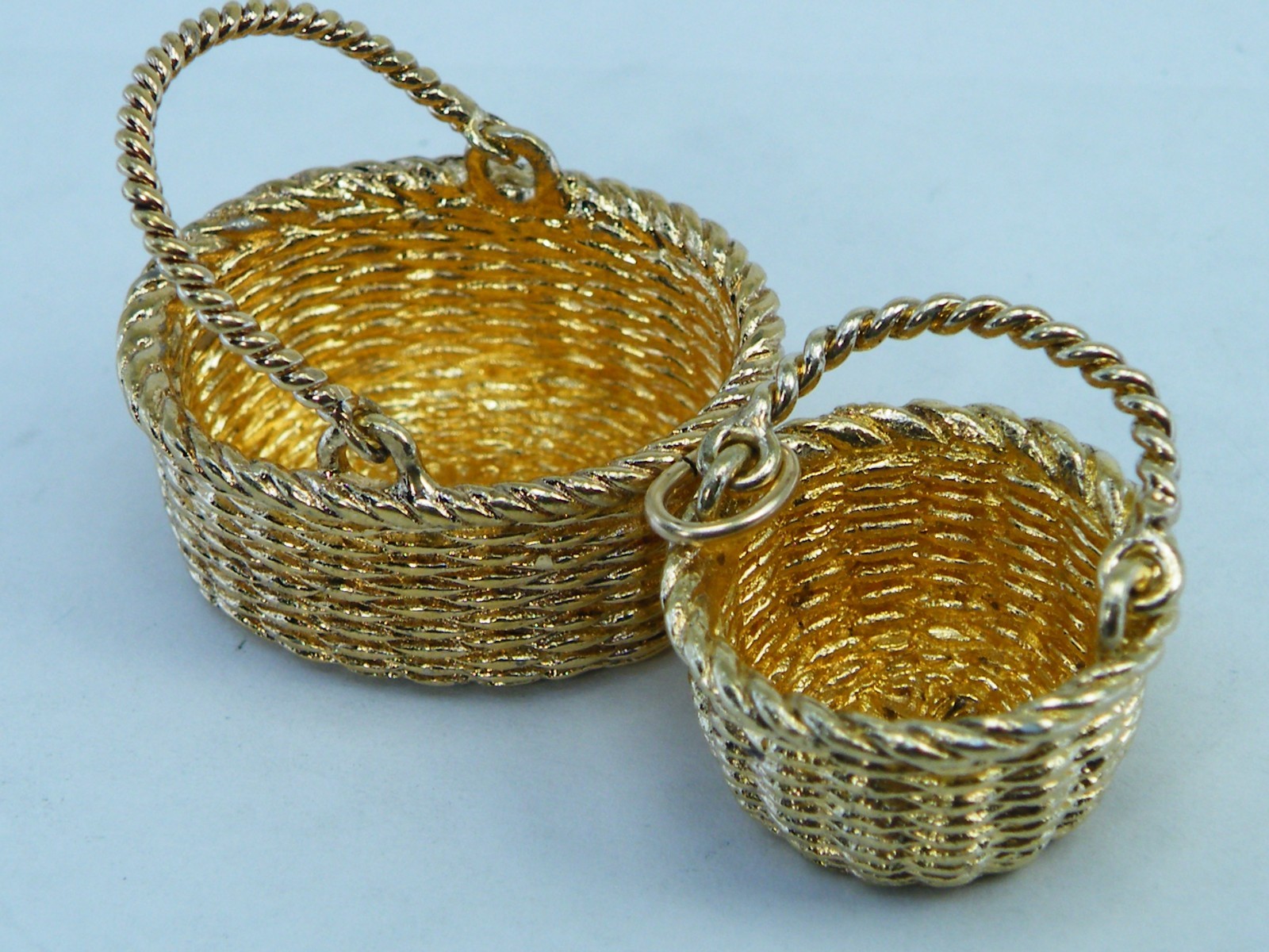 2 Minatare Sterling Silver Brown County Baskets PENDANT Charm Gold Over Vermeil