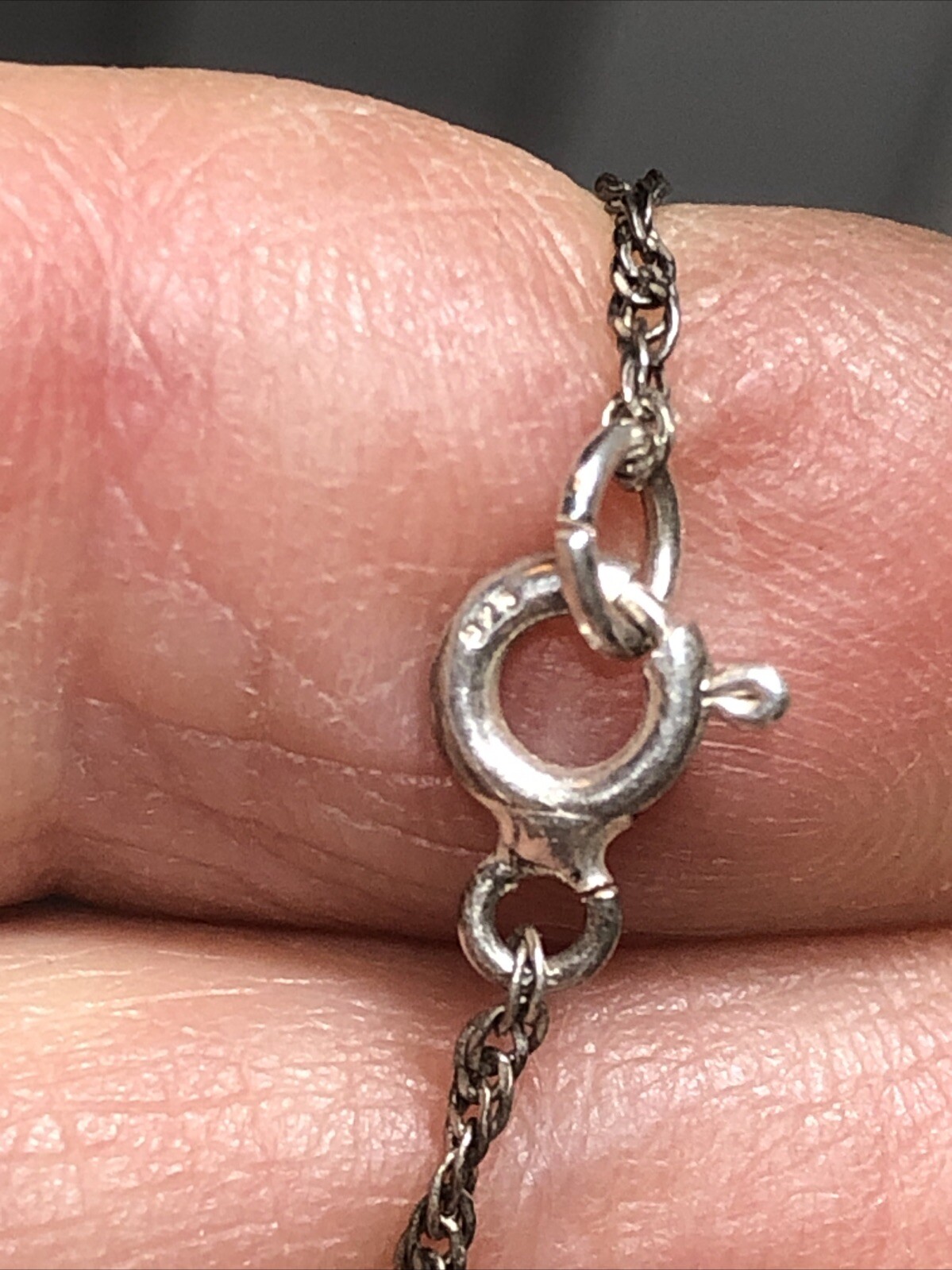 15. Vintage 925 Sterling Silver Ball charm Gemstone Beaded Sliding Necklace 17″