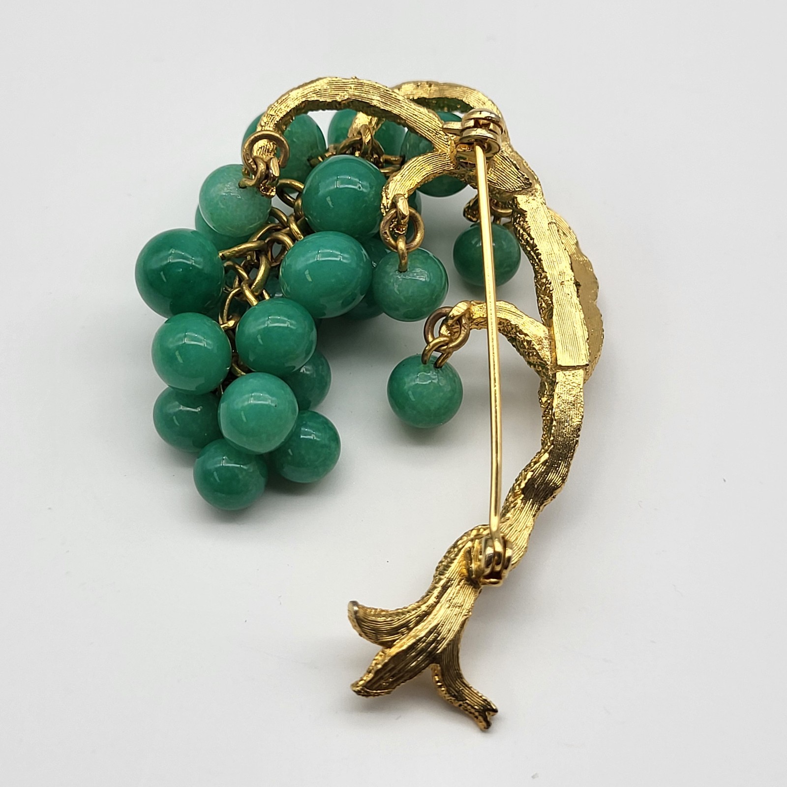 Incredible Bonsai Willow Brooch pin Jade Glass MCM Estate Jewelry Ivy