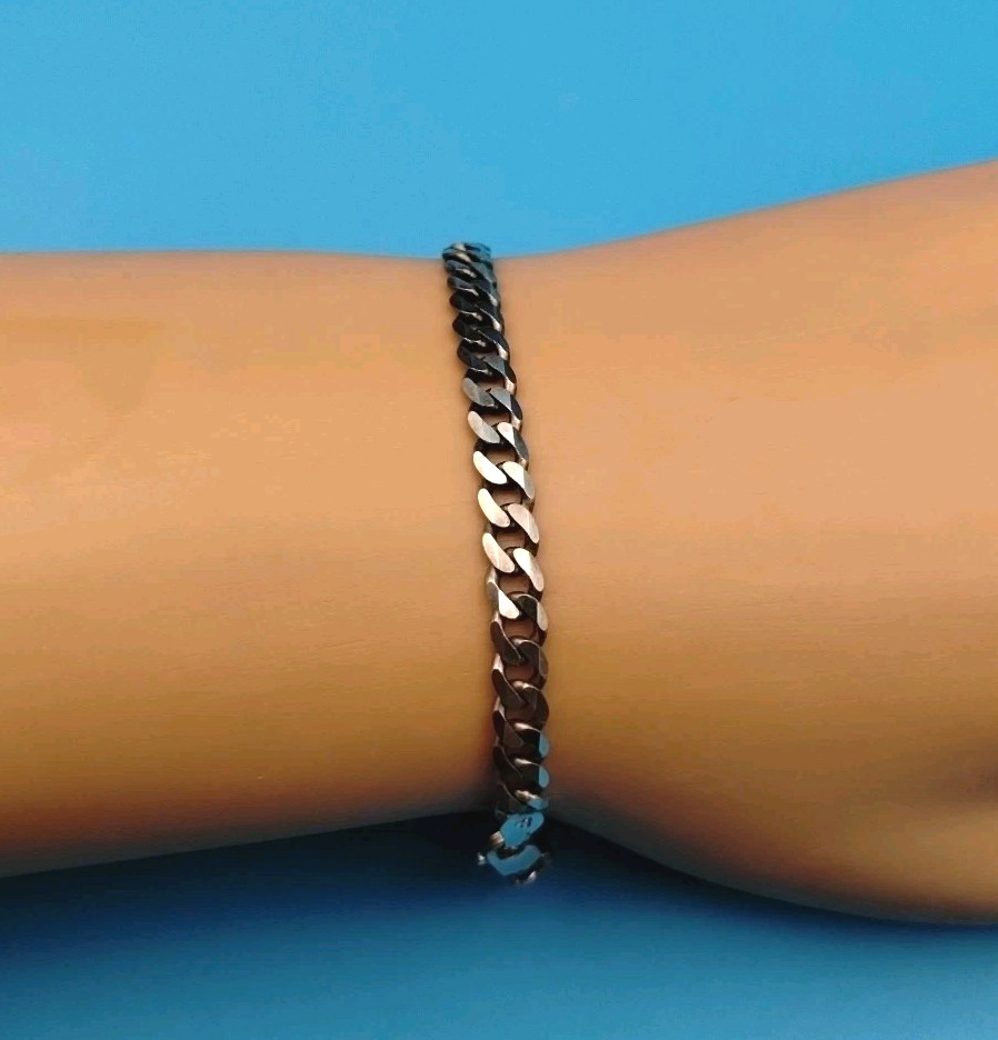 Sterling Silver 4mm 925 Cuban Chain 7.25 inch Bracelet 6.4g