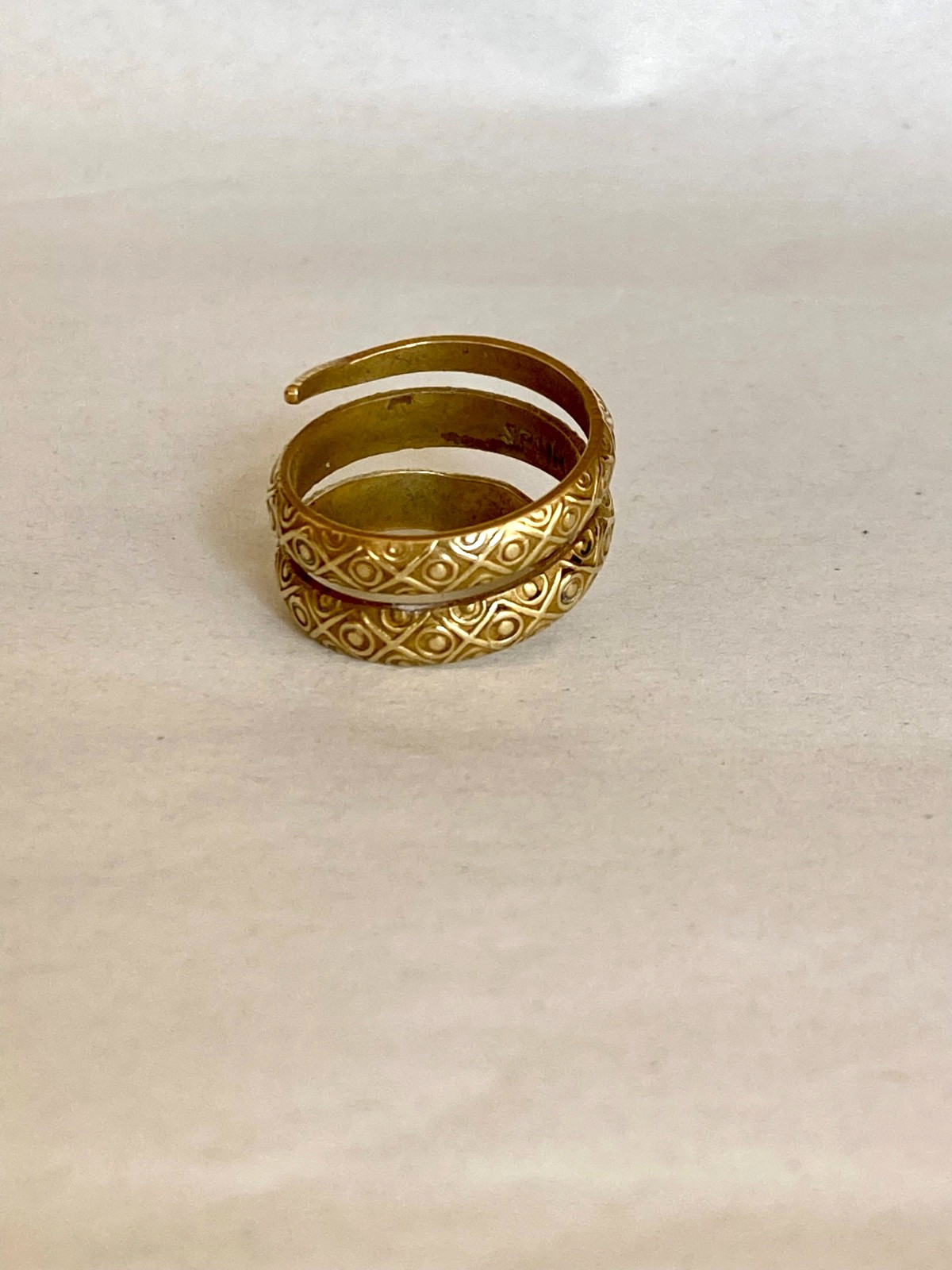 Vintage Gold over brass Coiled Snake Ring – Spain