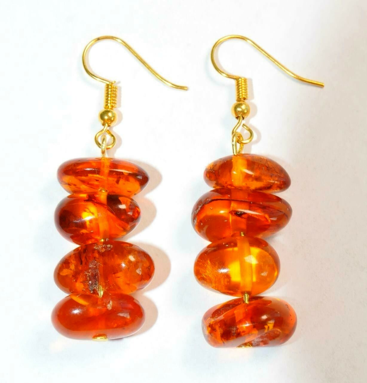 VINTAGE RUSSIAN SOVIET BALTIC SEA AMBER EARRINGS 老琥珀 USSR KALININGRAD STONE ROCK