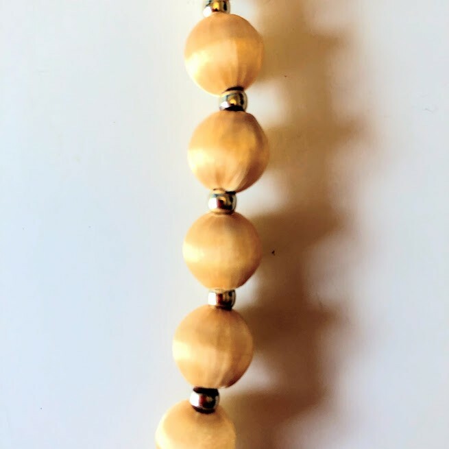 Vintage of Silk String Beaded Beige Necklace None have Clasp.