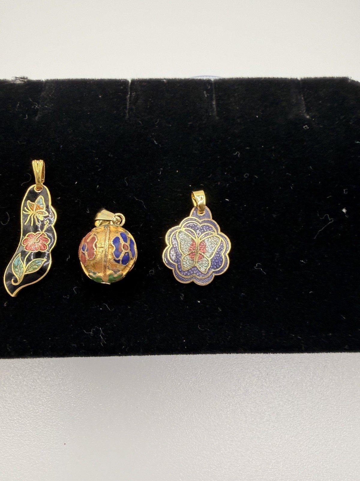 Cloisonne Enamel Pendant Mixed Lot of 5 Gold Multicolor Metal & Enamel