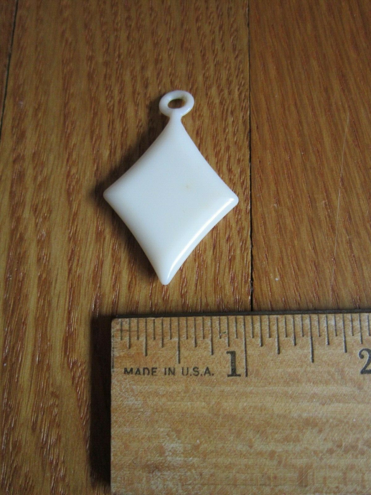 Vintage Plastic Pendant ONLY White/Cream Diamond-shape NO Chain Retro FREE SHIP