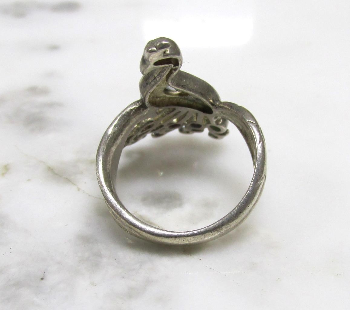 Women’s Sterling Silver Peacock Design Ring w/ Gemstones Sz 7.5 ~ 6.4g ~ 7-C587