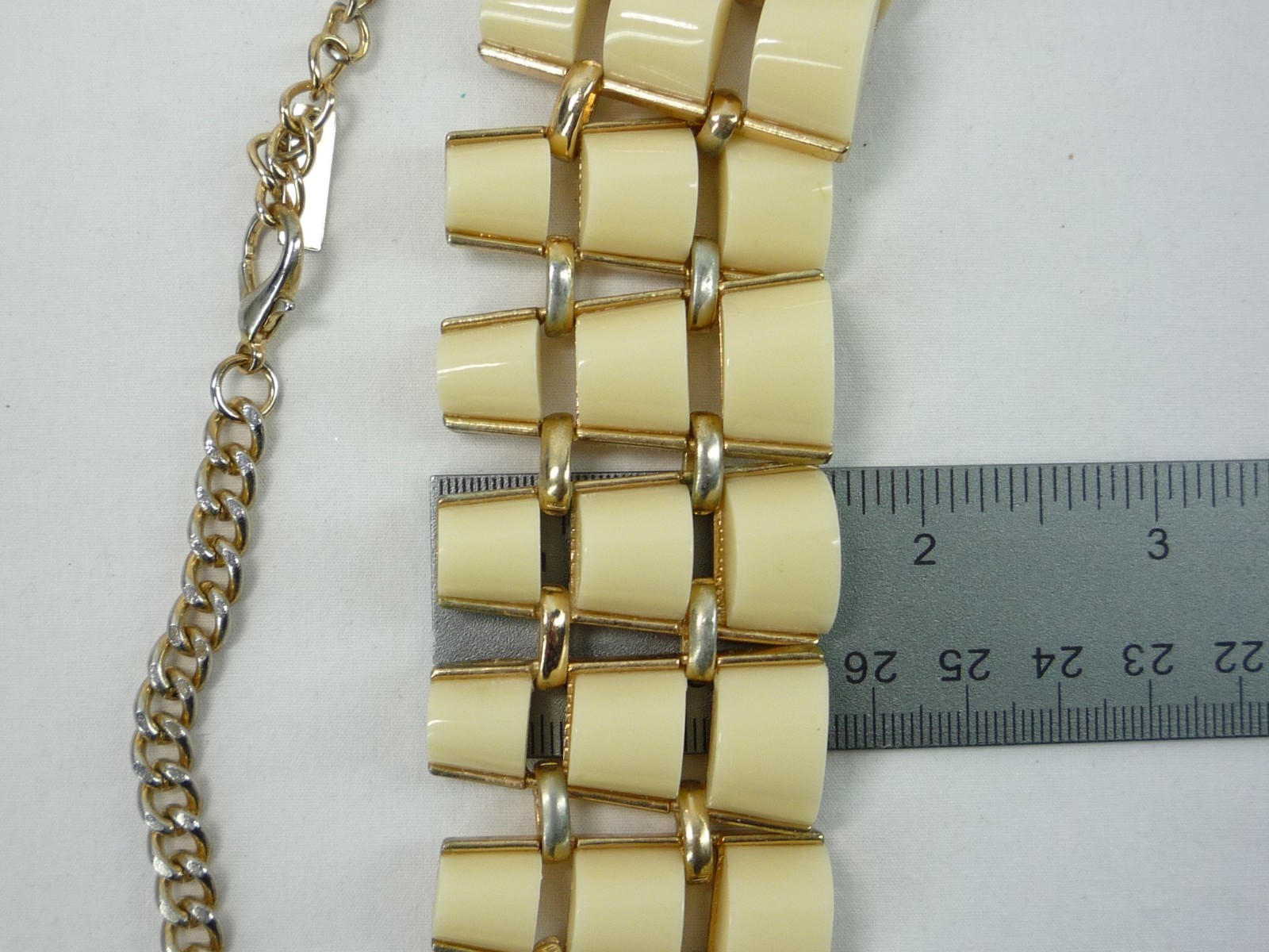 Mika Signed Statement Modernist Necklace Gold Tone USA Seller