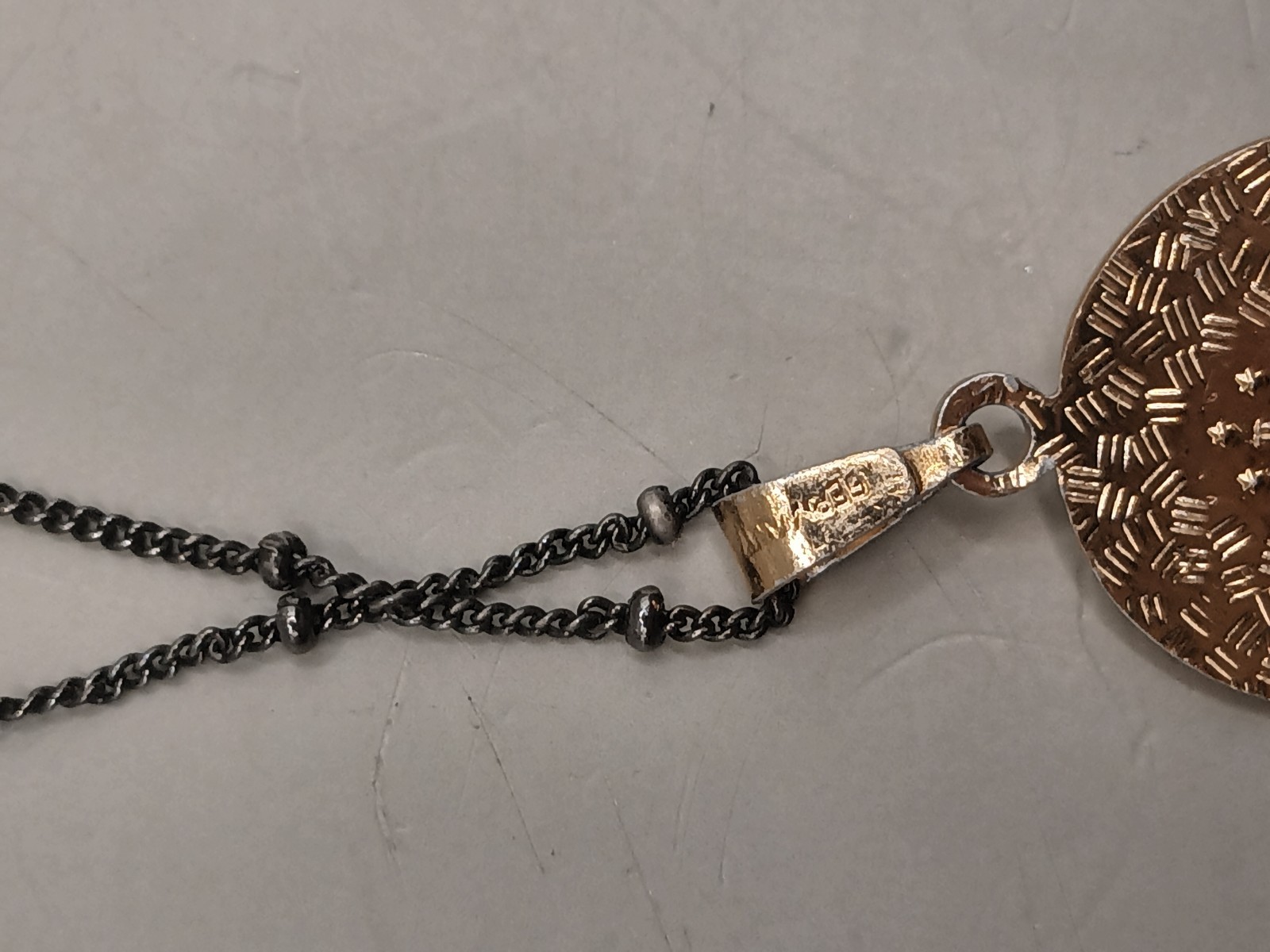 Vtg Germany Religious Cameo Pendant Chain Link Necklace 16″