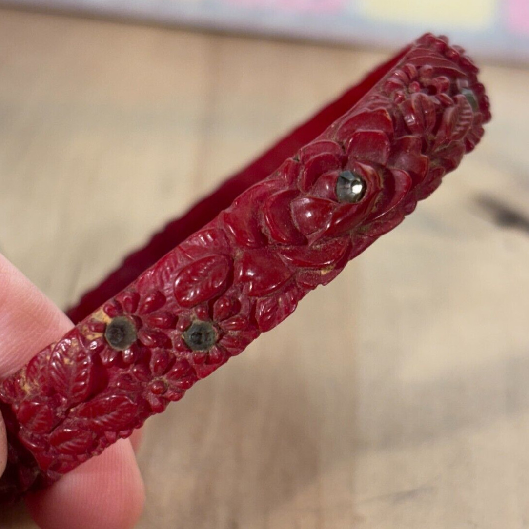 Mixed Carved and Molded Celluloid and Other Vtg Jewelry, Rings, Bracelet Sz 8