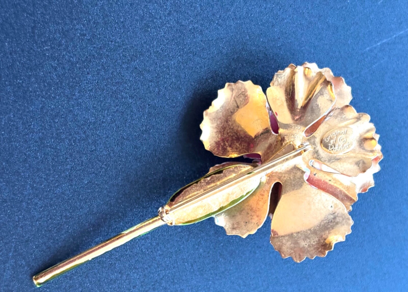 1960s Vintage Signed Original By Robert Pretty Pink Carnation FLOWER BROOCH pin