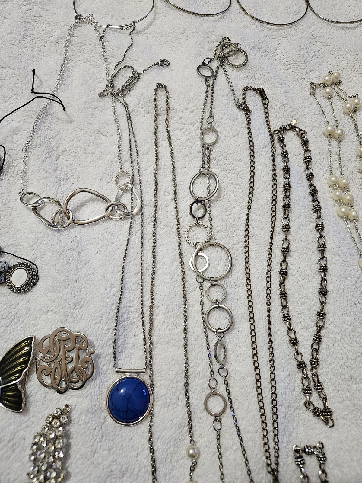 Mixed Lot. Silver Bangles and Other Vintage Jewelry Some Wearable