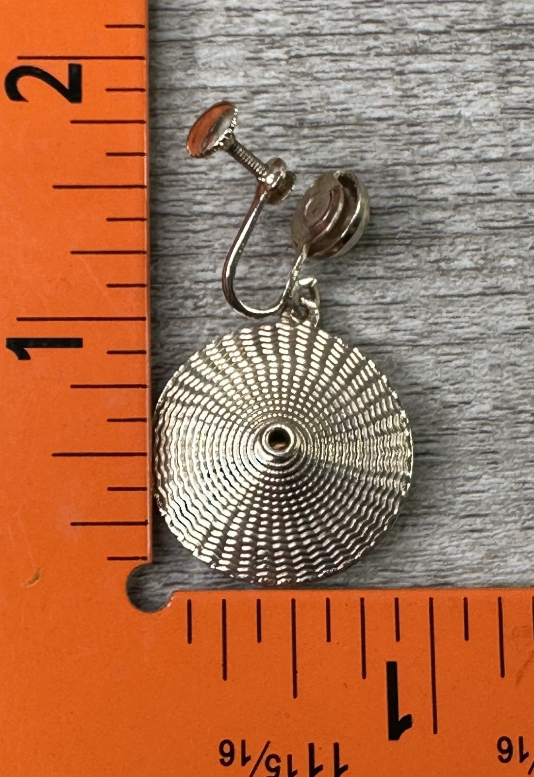 Vintage Gold Tone Screw Back Dangle Drop Earrings Textured Disk Costume Jewelry
