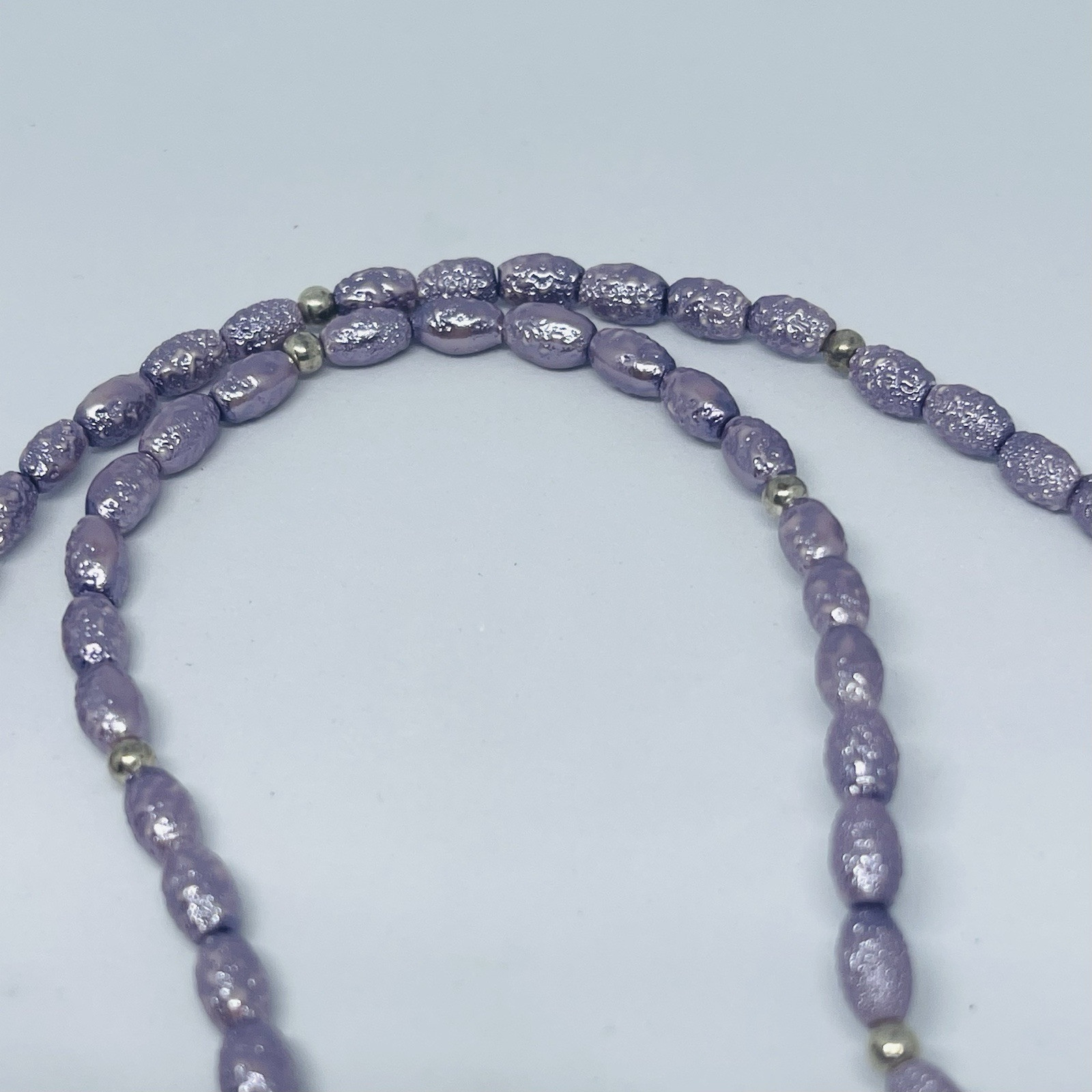 Fab 1950s Lavender Freshwater Pearls Necklace Orate Magnetic Clasp Japan VTG