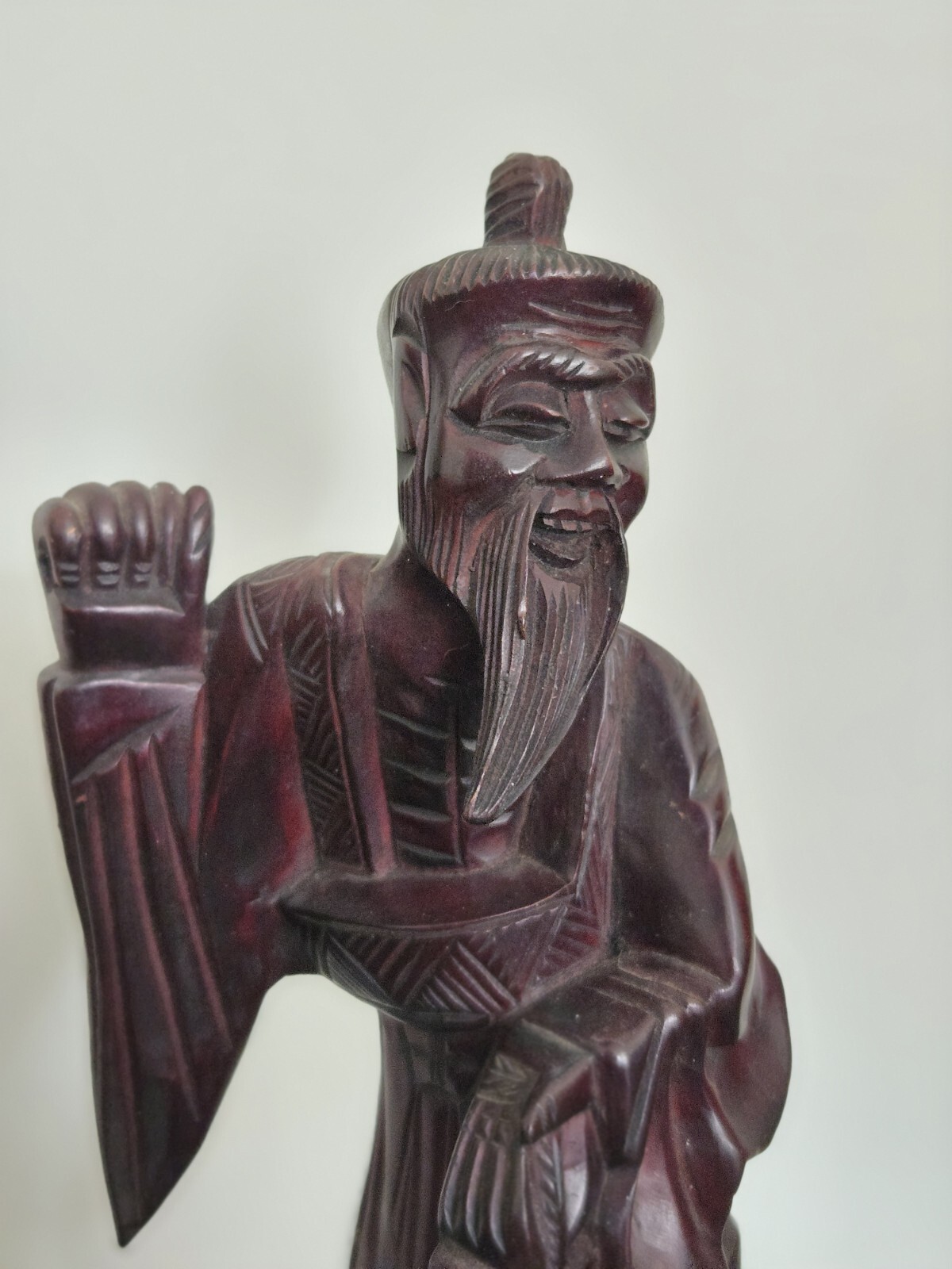 Chinese Fisherman Beautiful Wood HandCarved Sculpture