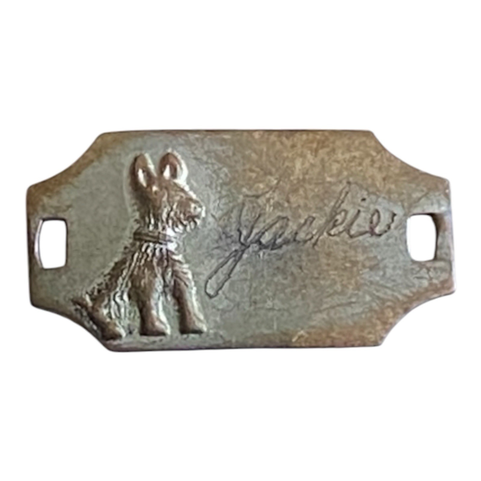 Vintage Jackie Engraved Scotty Dog Tag Bracelet Link Puppy ID Scottish Terrier