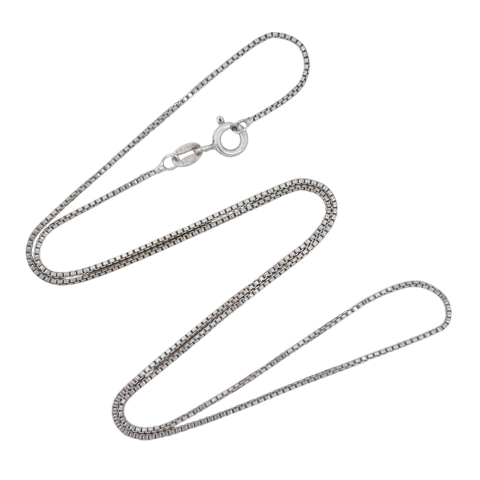 Vintage Italy Sterling Silver 925 Box Chain Necklace 18″