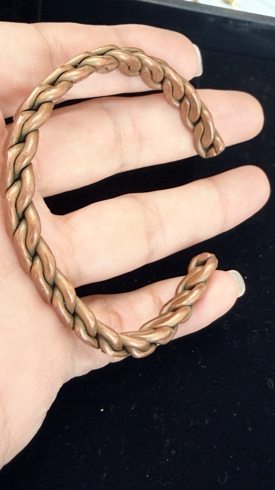 Vintage Copper Curb Chain Cuff Bracelet Heavy Link Statement Bracelet