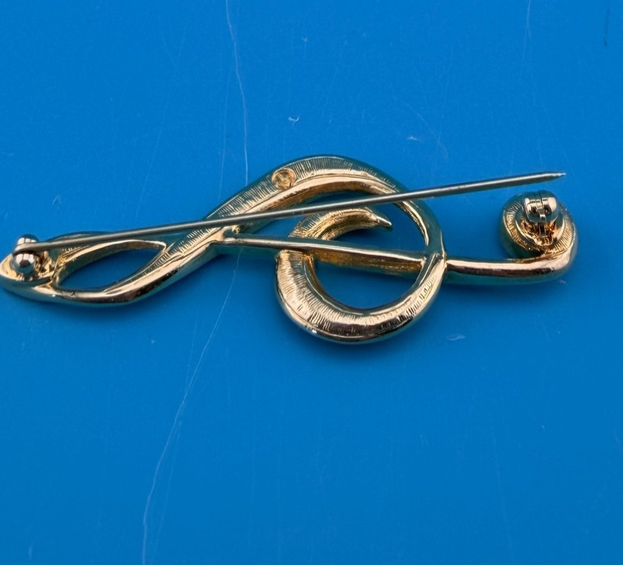 Swarovski Swan Signed Brooch/Pendant Treble Clef 925 Chain Earrings Music Set