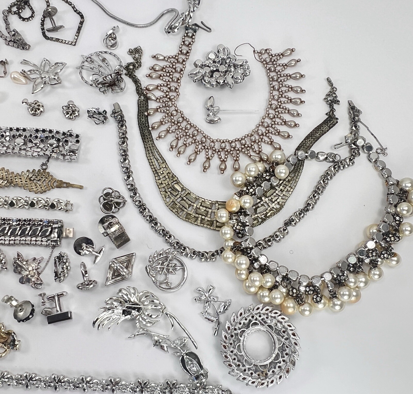 Vintage Kramer Bogoff Lisner + Rhinestone Jewelry Repair Parts Craft Lot #1