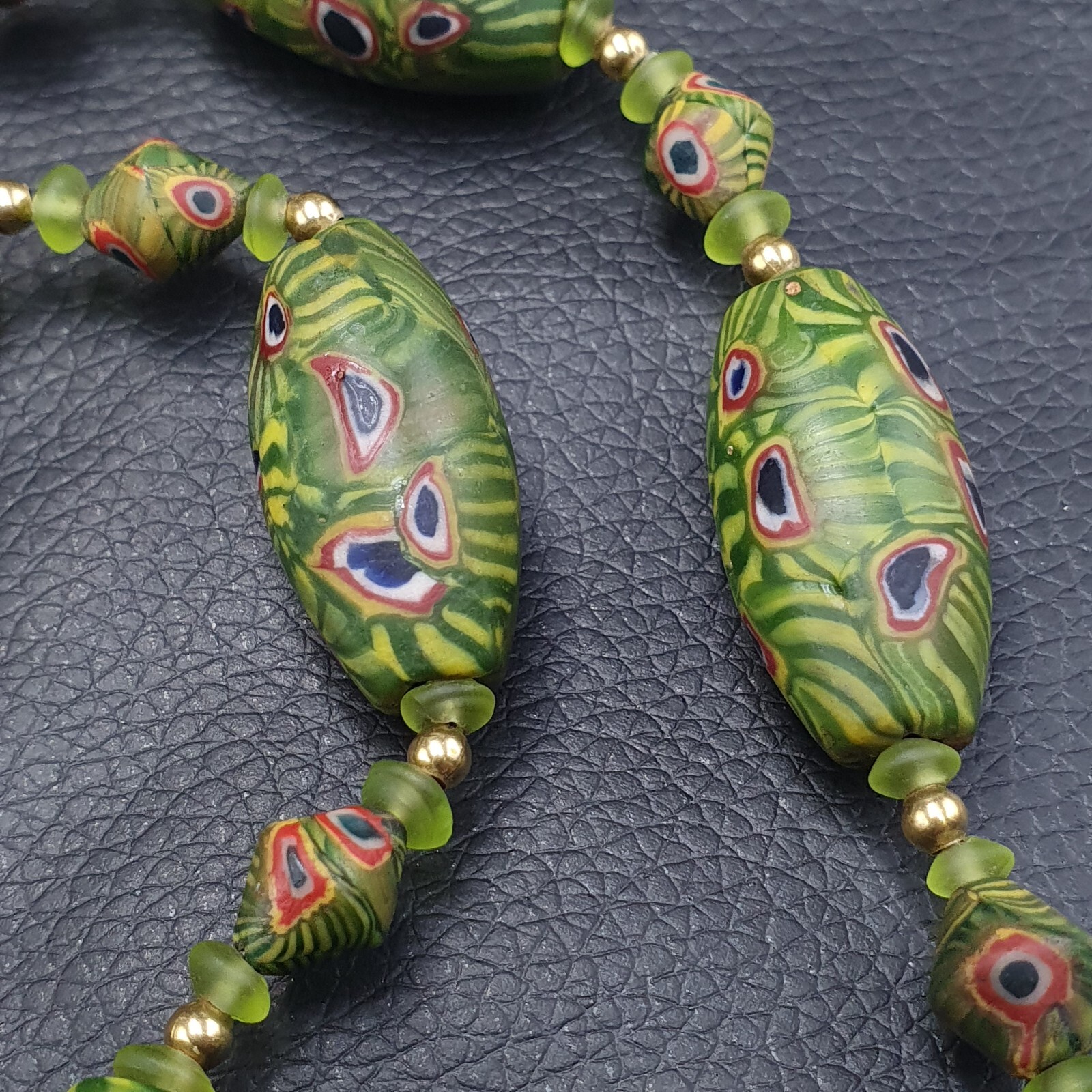 Vintage Venetian Style Amazing Gabri Eyes Glass Beaded Necklace