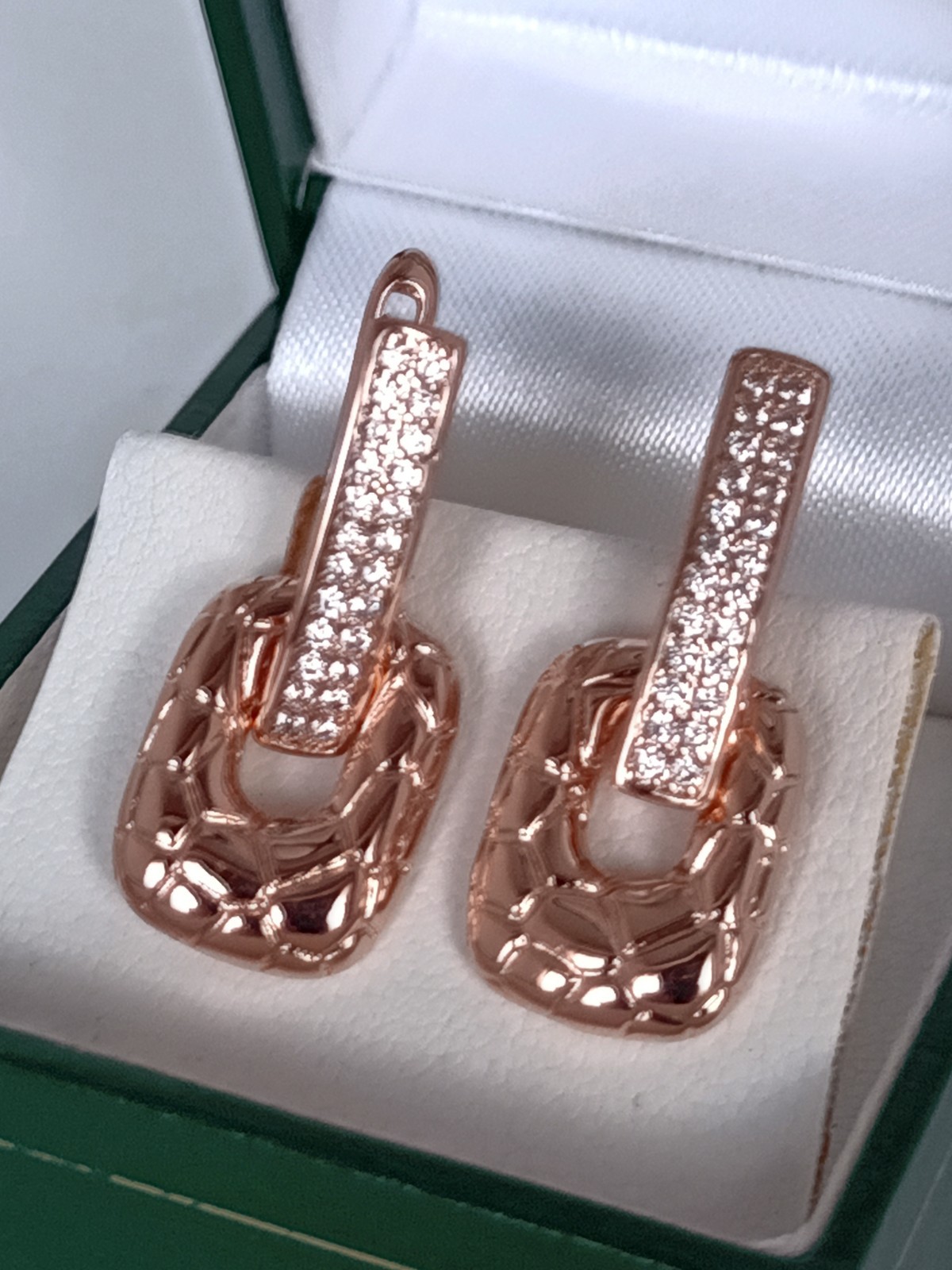 Vintage 1990-s 14 Ct Rolled Gold Zircons Earrings-Hallmarked 585 RG