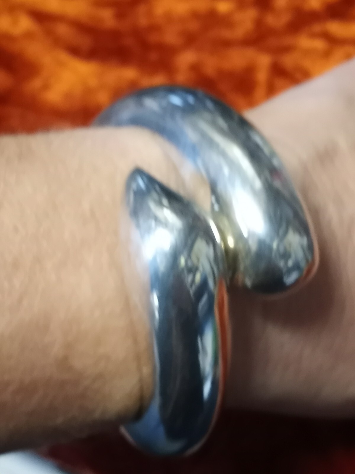 Rare Vintage Designer Hinge Cuff Bracelet Silver Metal Signed Modern Stamp
