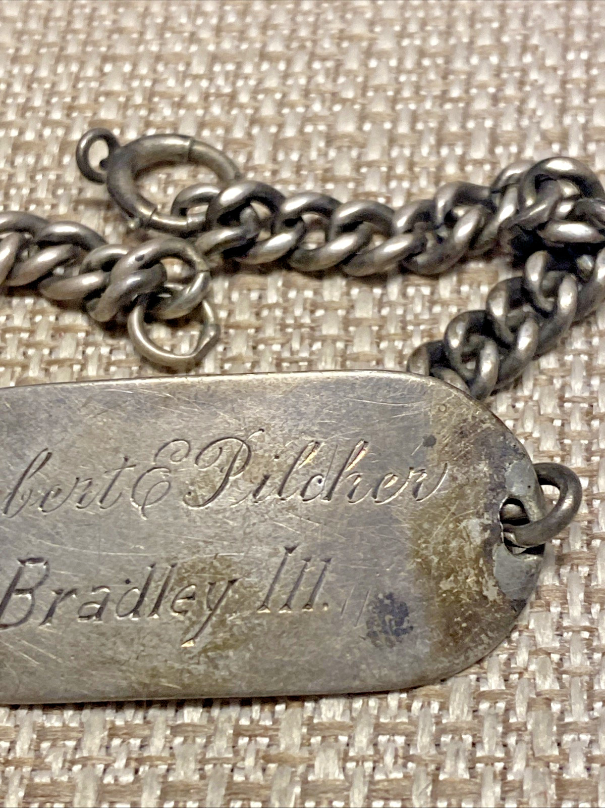 VINTAGE STERLING SILVER ID BRACELET ROBERT E PILCHER BRADLEY III 15 GRAMS