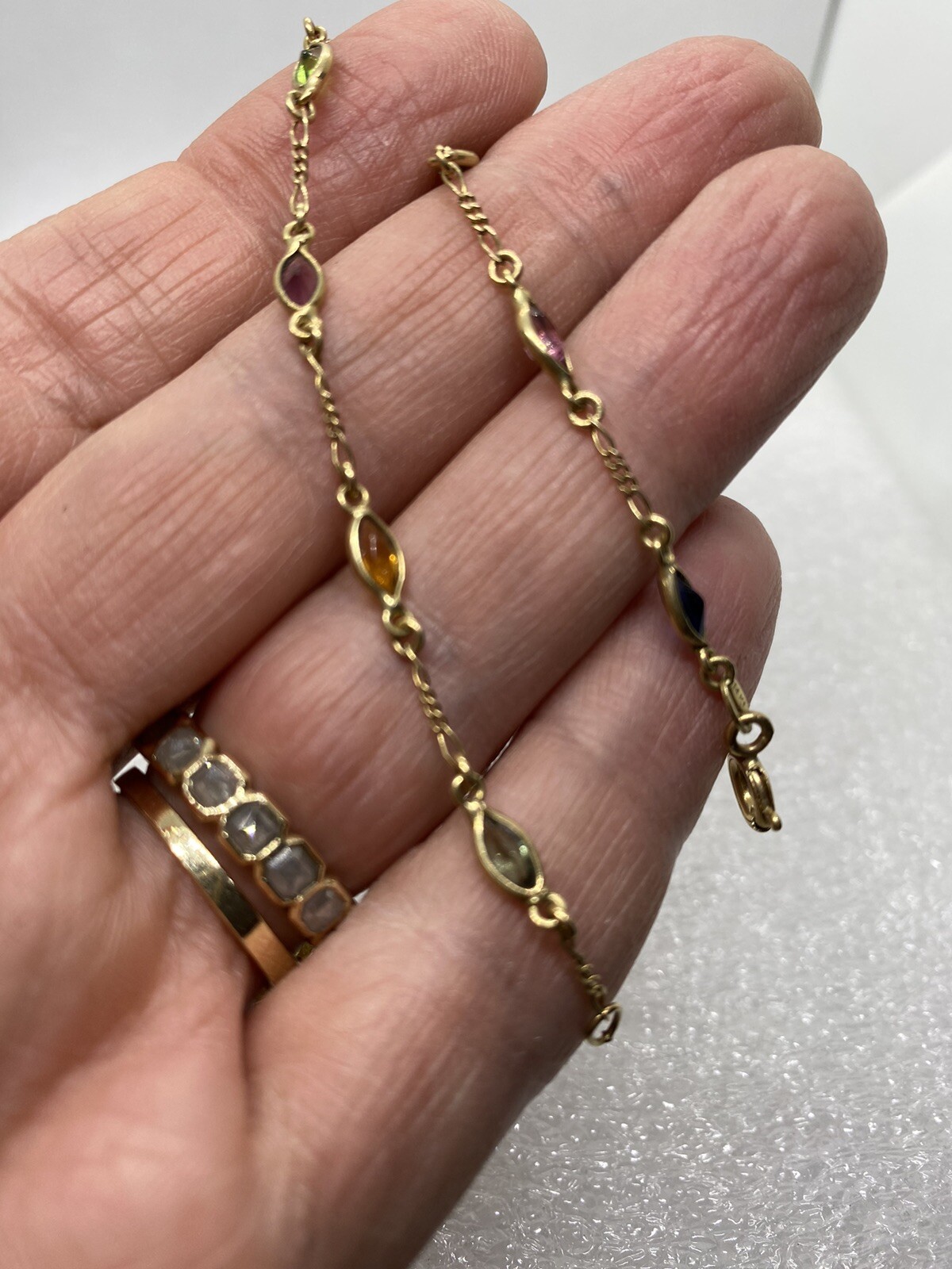 Vintage 14K gold Ruby, Sapphire,Peridot,Amethyst Bracelet