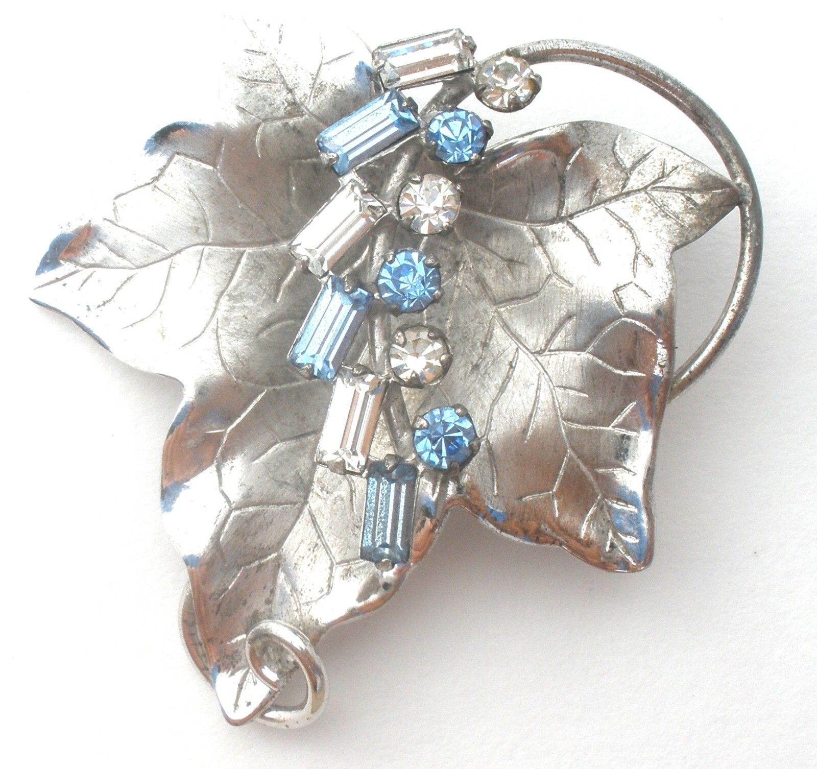 Sterling Silver Brooches Lot of 3 Flower Leaf Art Beau Rhinestone Vintage Pins