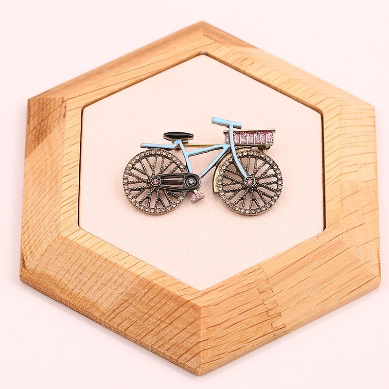 Vintage Enamel Bike Brooch Pin Badge for Women Clothing Accessories Jewelry Gift