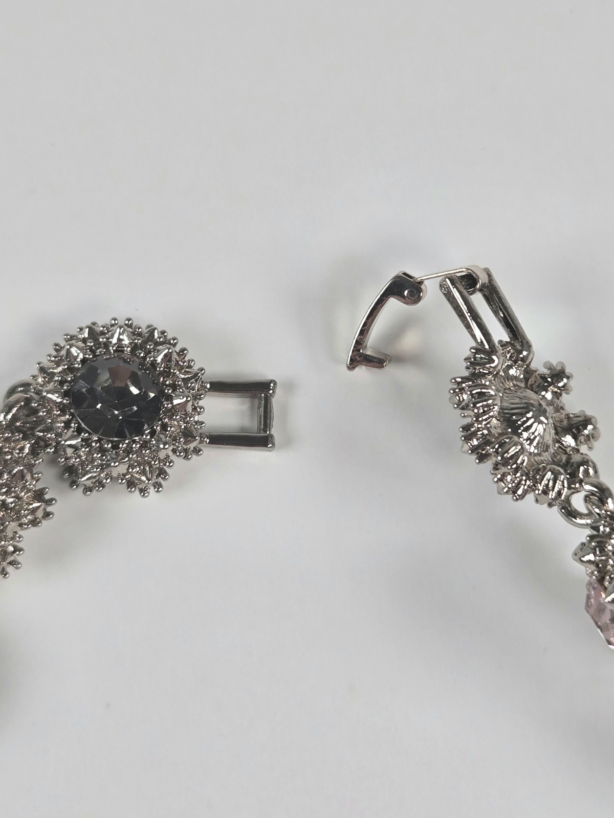 Pink & Gray Rhinestone Choker Necklace Silver Tone Dark Romance Jewelry