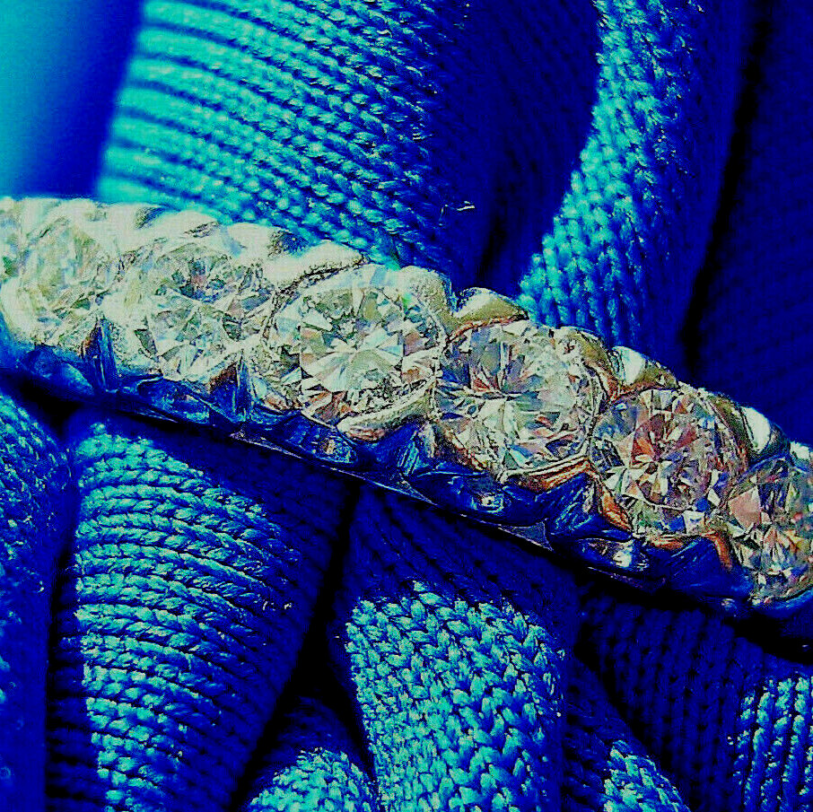 Original EARTH MINED DIAMOND Wedding BAND Deco Eternity Anniversary RING S – 6.5