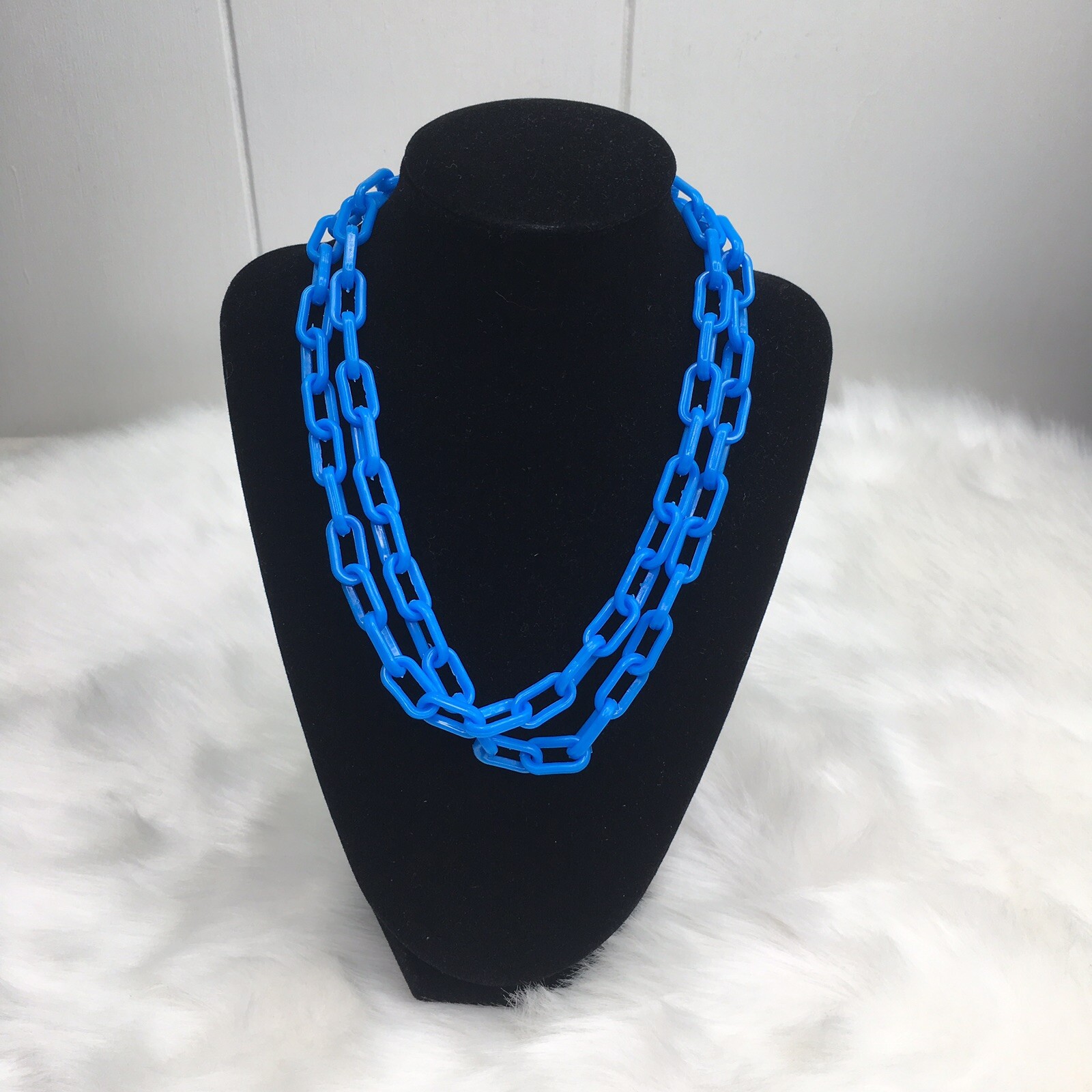 NEW Bell Charm Plastic Link Chain Necklace Costume Deadstock Vintage Retro 1980s