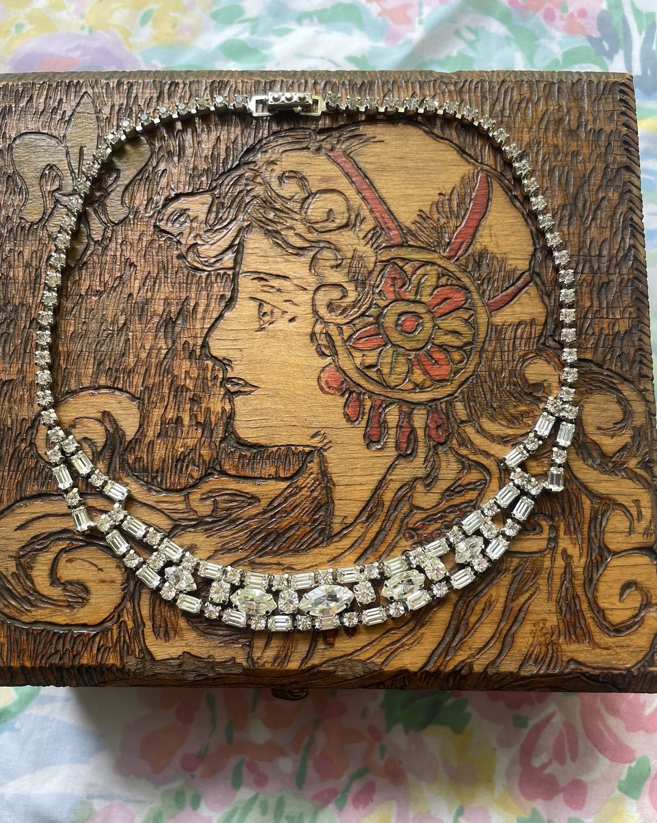 Vintage Signed La Rel Silver Rhinestone Necklace 1950’s Hollywood Glam Choker